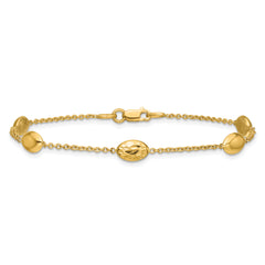 14K Polished and Dia-cut Oval Station Bracelet