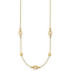 14K Polished Fancy Oval Station with 2in ext. Necklace