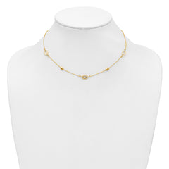 14K Polished Fancy Oval Station with 2in ext. Necklace