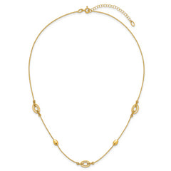 14K Polished Fancy Oval Station with 2in ext. Necklace