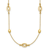 14K Polished Fancy Oval Station with 2in ext. Necklace
