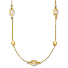 14K Polished Fancy Oval Station with 2in ext. Necklace