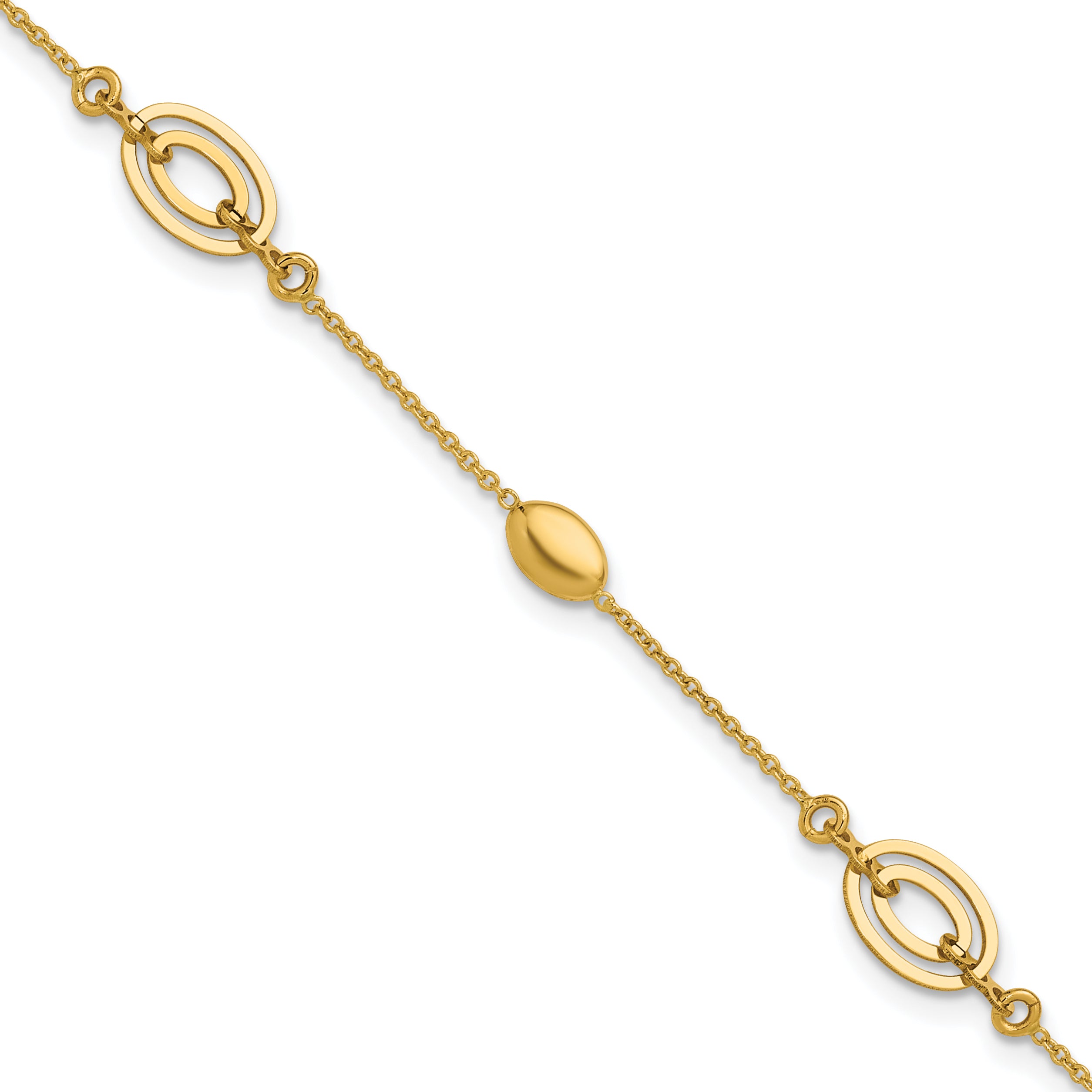 14K Polished Fancy Oval Station Bracelet