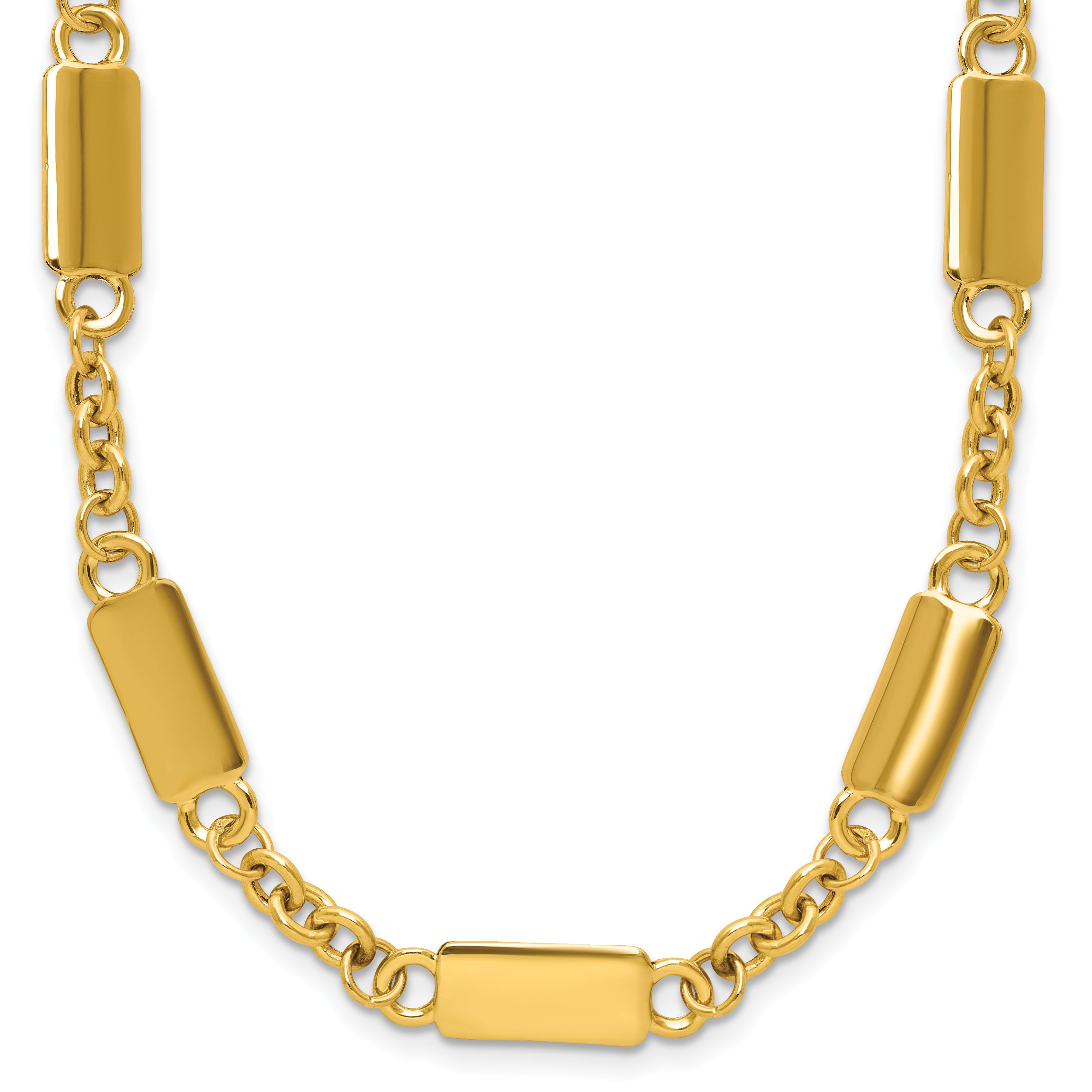 14K Polished Bar Station Necklace