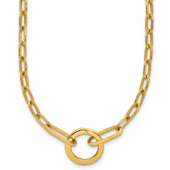 14K Polished Paperclip with Circle Ring Clasp Necklace