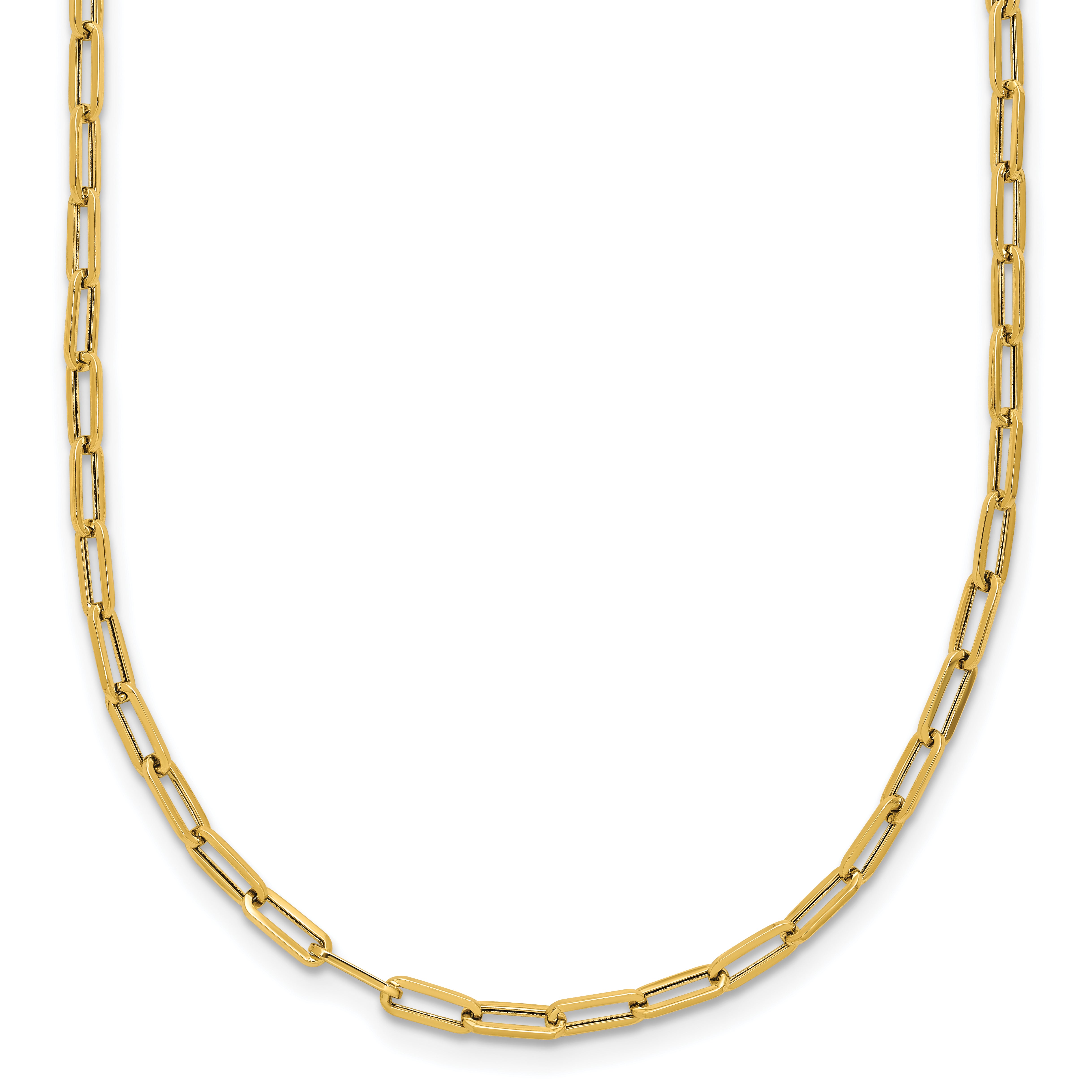 14K Polished Paperclip Necklace
