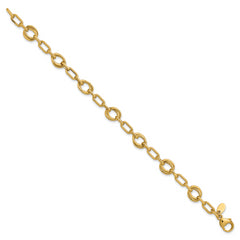 14K Polished and Textured Fancy Link Bracelet