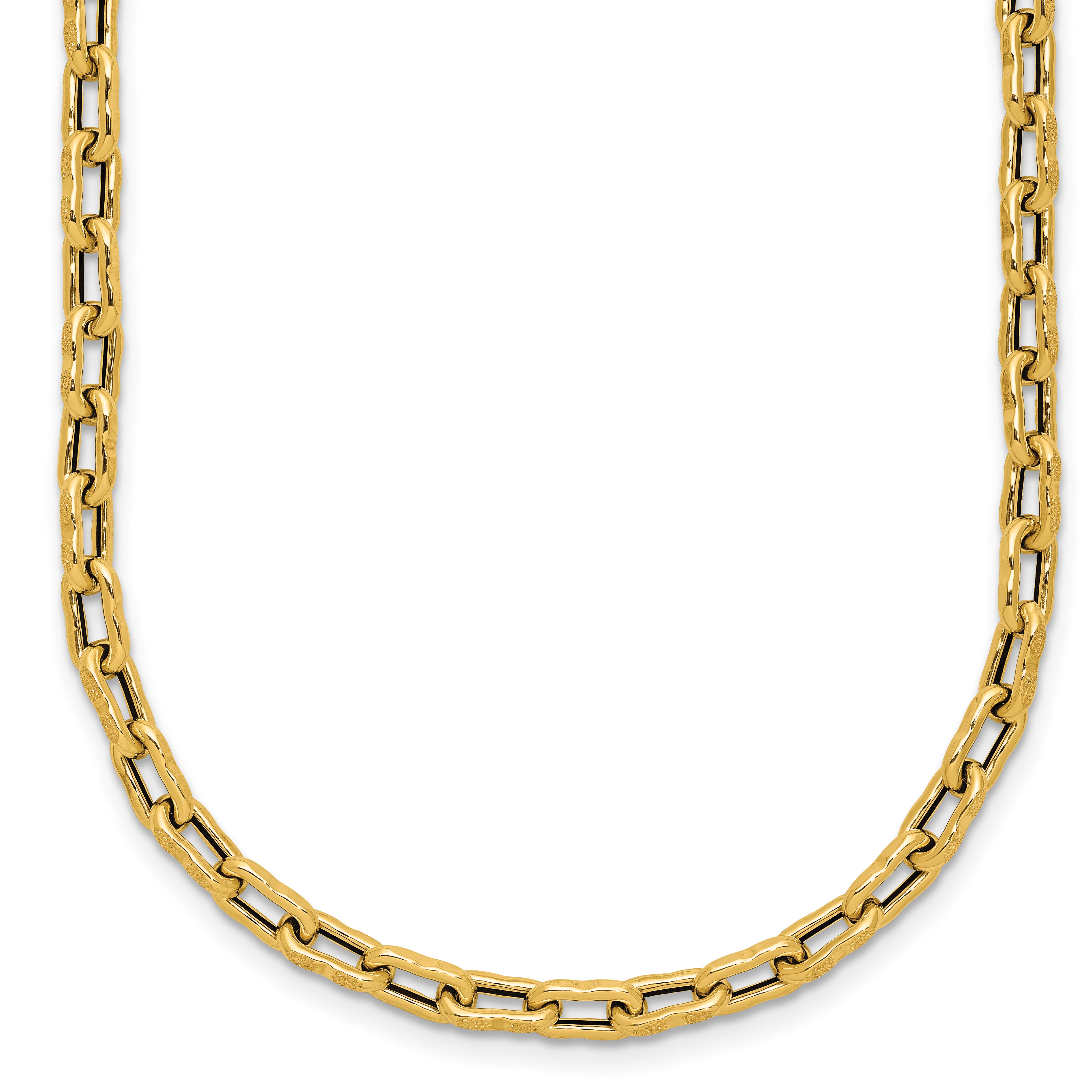 14K Polished Textured Fancy Link Necklace
