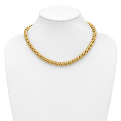 14K Polished and Textured Fancy Link Necklace