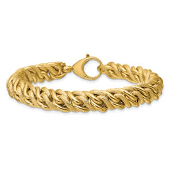 14K Polished and Textured Fancy Link Bracelet