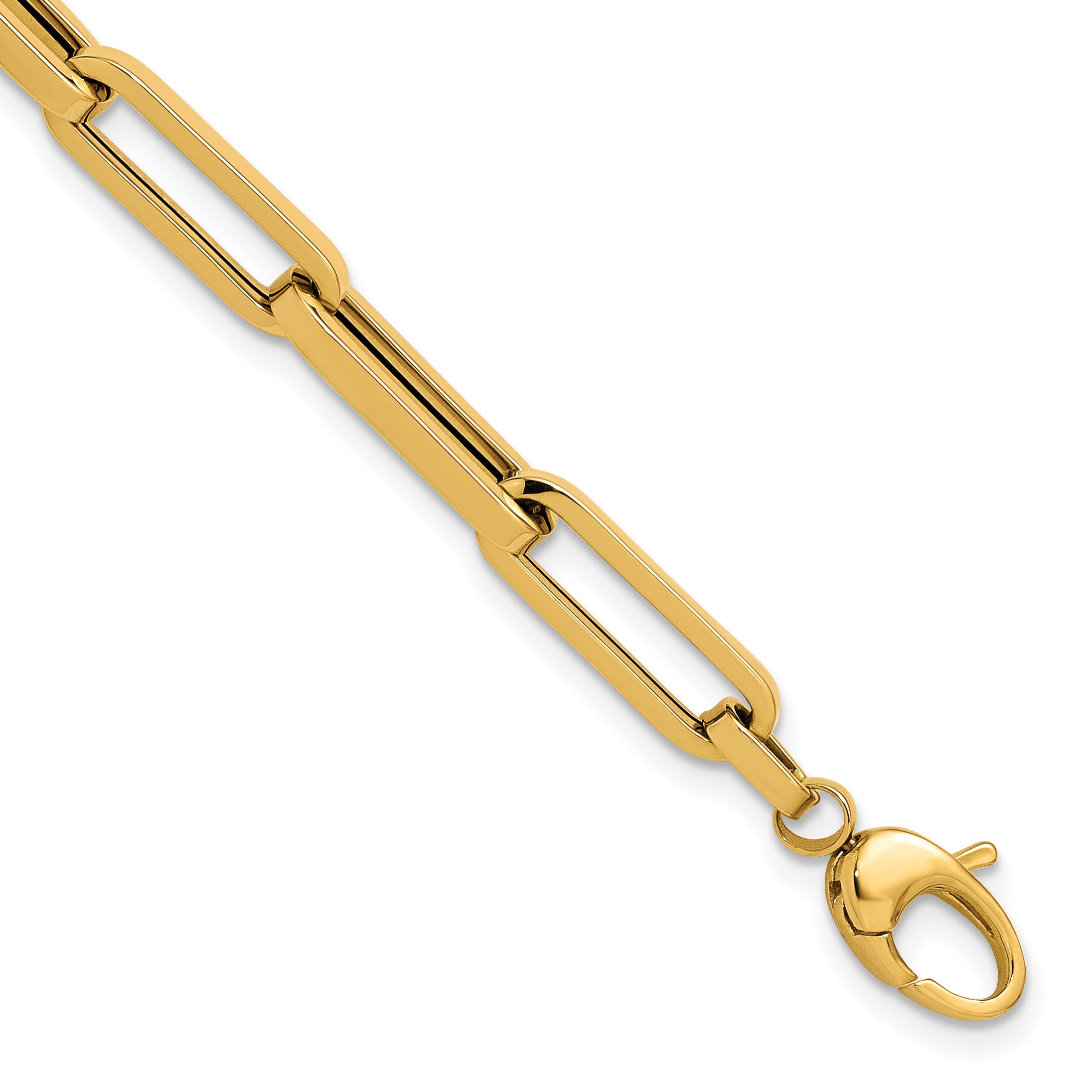 14K Polished Paperclip Link Bracelet