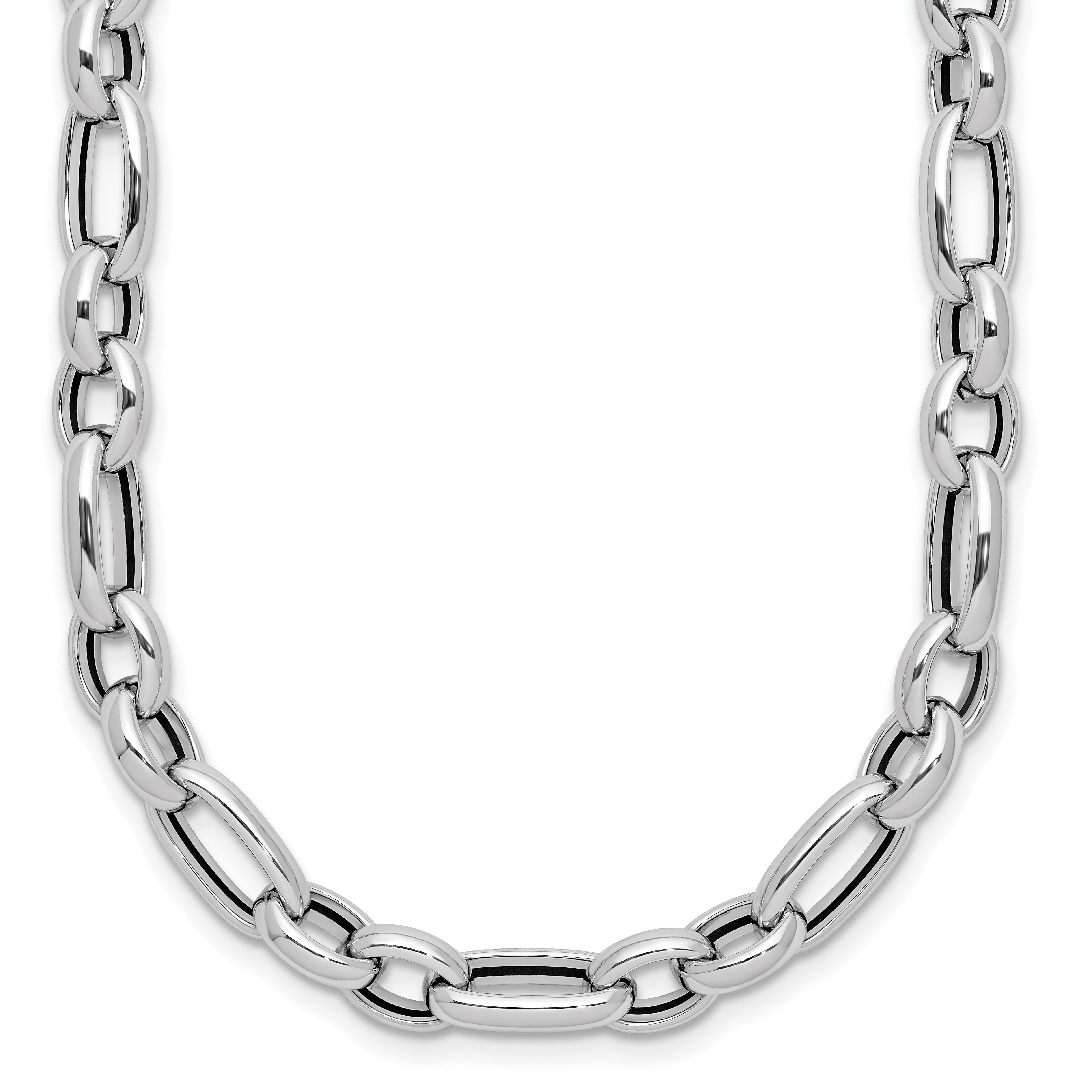 14K White Gold Polished Fancy Link Necklace