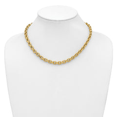 14K Polished and Twisted Fancy Link Necklace