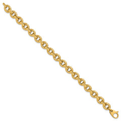 14K Polished and Twisted Fancy Link Bracelet
