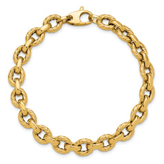 14K Polished and Twisted Fancy Link Bracelet