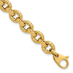 14K Polished and Twisted Fancy Link Bracelet