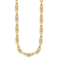 14K Polished and Circles with D/C Beads Fancy Necklace