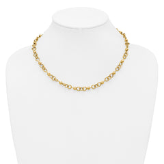 14K Polished and Circles with D/C Beads Fancy Necklace