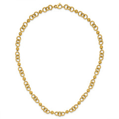 14K Polished and Circles with D/C Beads Fancy Necklace