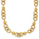 14K Polished and Circles with D/C Beads Fancy Necklace