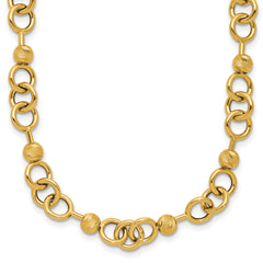 14K Polished and Circles with D/C Beads Fancy Necklace