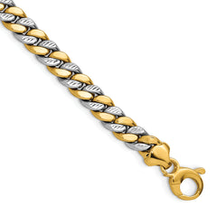 14K Two-tone Polished and D/C Fancy Link Bracelet