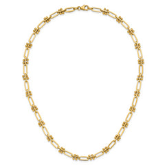 14K Polished Paperclip and Beaded Fancy Necklace