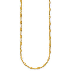 14K Polished and Diamond-cut Beaded Fancy Necklace