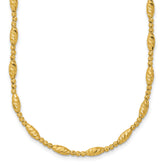 14K Polished and Diamond-cut Beaded Fancy Necklace