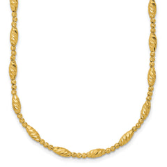 14K Polished and Diamond-cut Beaded Fancy Necklace