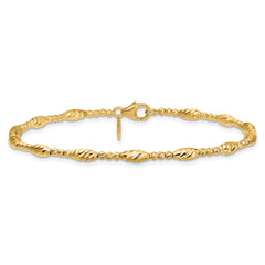 14K Polished and Diamond-cut Beaded Fancy Bracelet