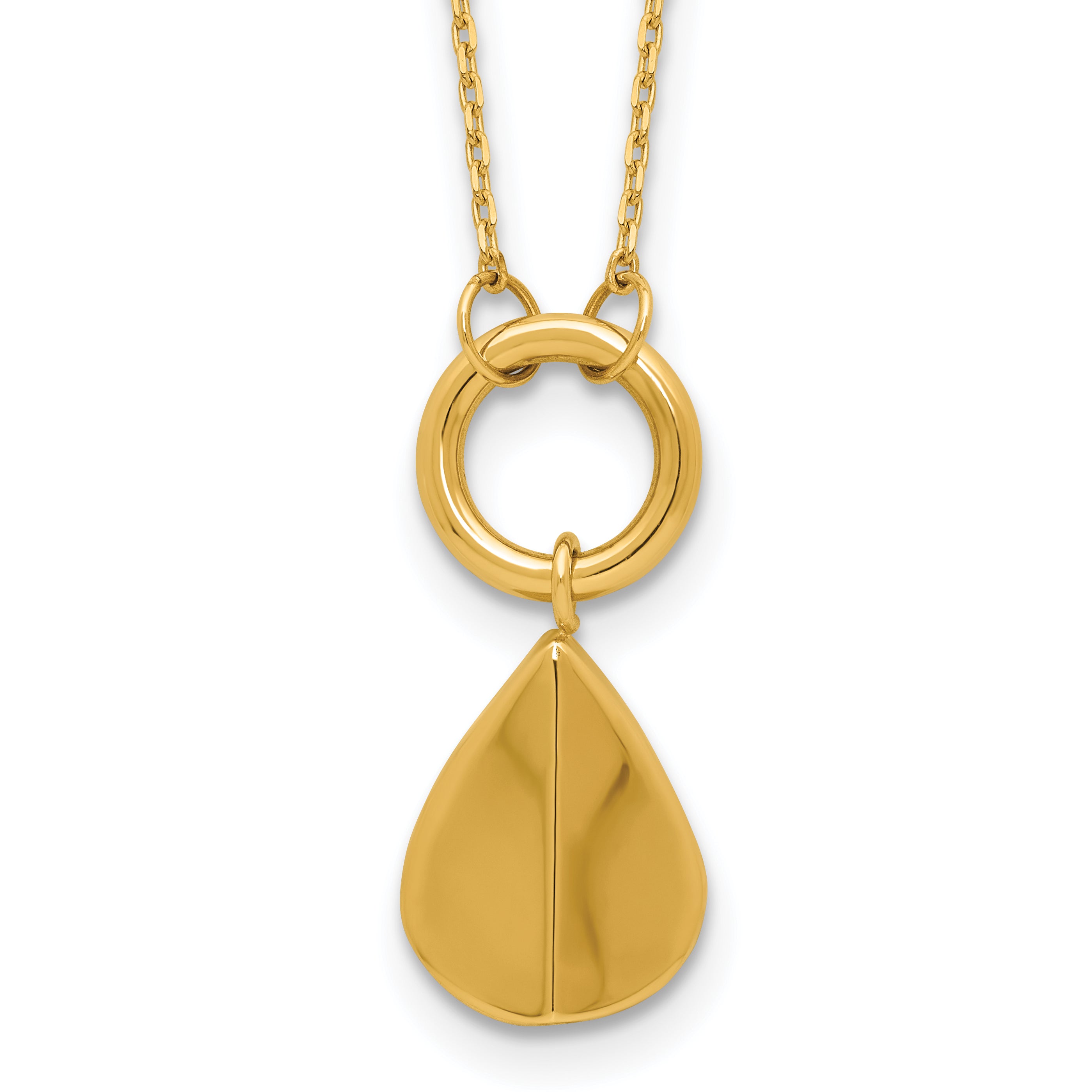14K Polished Geometric Pendant Necklace