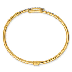 14K w/White Rhodium Polished Bypass Hinged Cuff Bangle