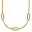 14K w/White Rhodium Polished and Dia-cut Paperclip Fancy Necklace