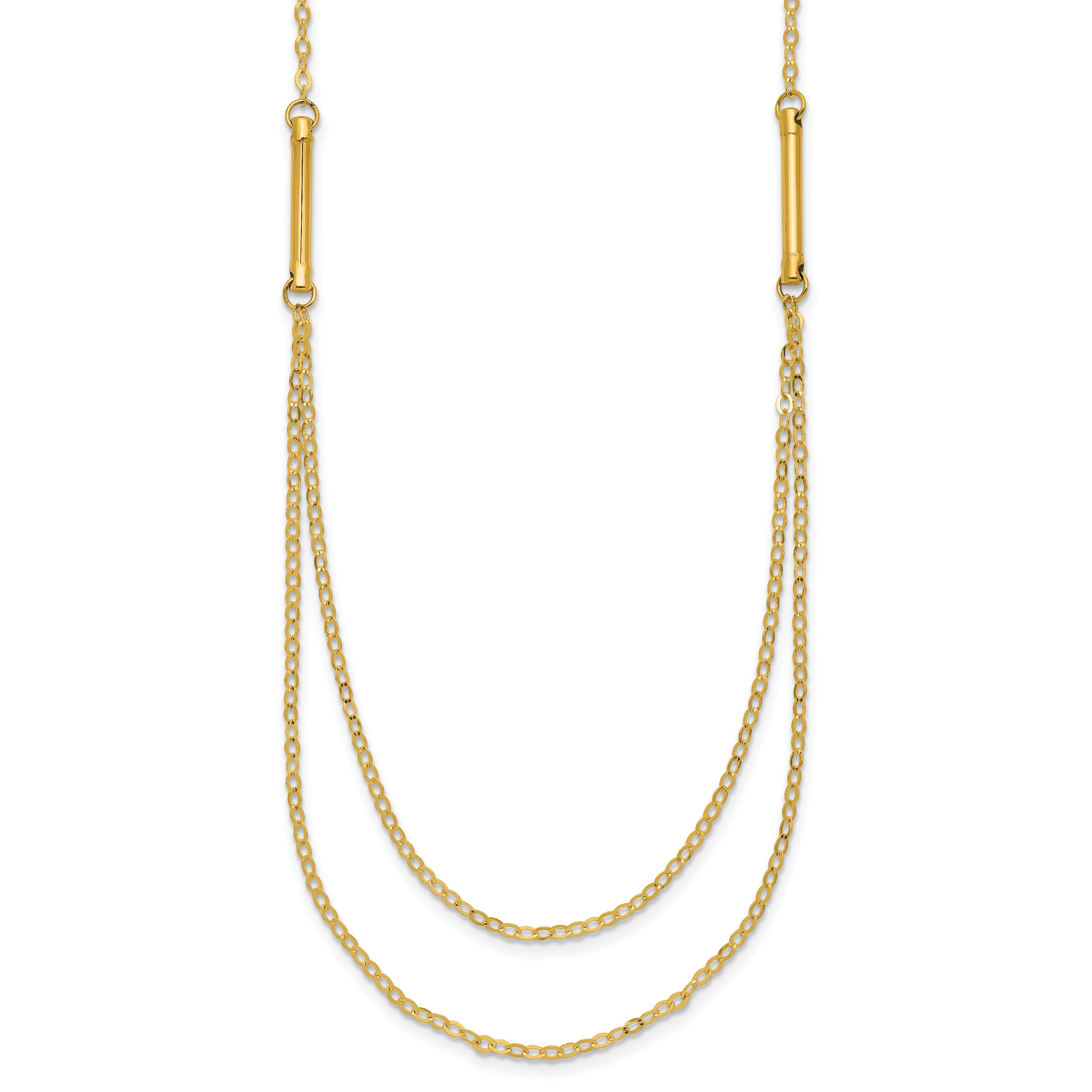 14k Polished Double Layer Fancy Necklace