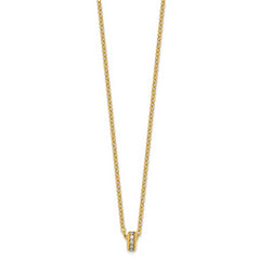 14K w/White Rhodium Polished Circle Pendant Necklace