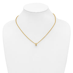 14K w/White Rhodium Polished Circle Pendant Necklace