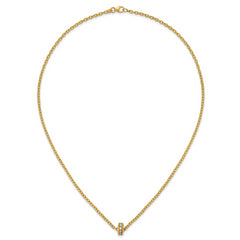 14K w/White Rhodium Polished Circle Pendant Necklace