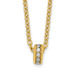 14K w/White Rhodium Polished Circle Pendant Necklace