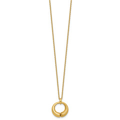14K Polished and Brushed Circle Pendant w/2in Ext. Necklace