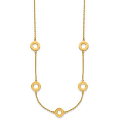 14K Polished Circle Station with 2in Ext. Necklace