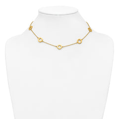 14K Polished Circle Station with 2in Ext. Necklace