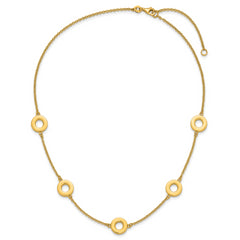 14K Polished Circle Station with 2in Ext. Necklace