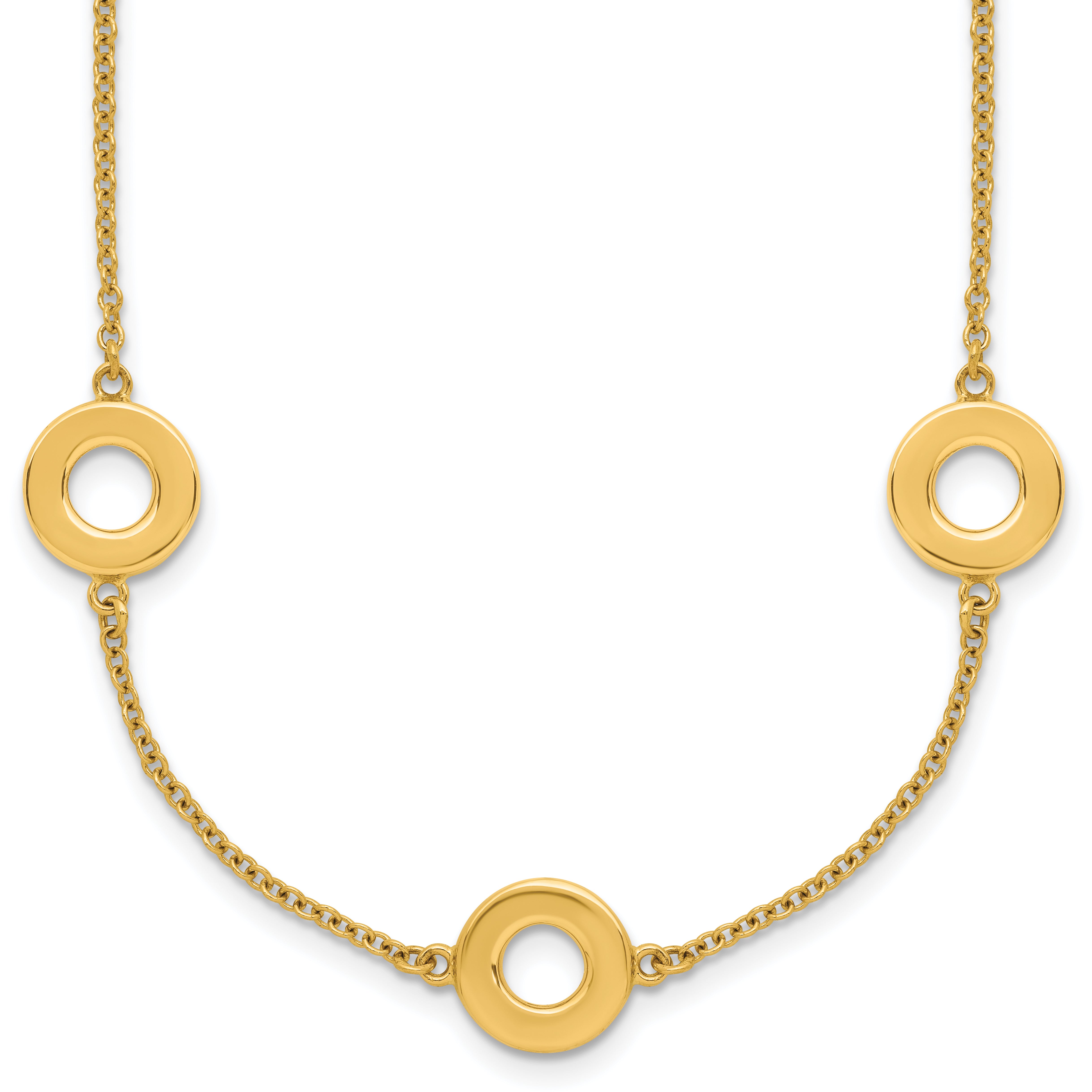 14K Polished Circle Station with 2in Ext. Necklace