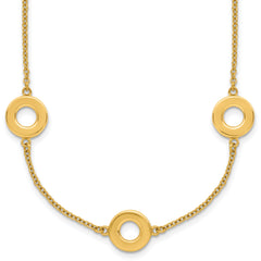14K Polished Circle Station with 2in Ext. Necklace
