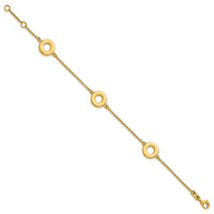 14K Polished Circle Station with .5in Ext. Bracelet
