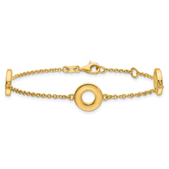 14K Polished Circle Station with .5in Ext. Bracelet