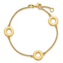 14K Polished Circle Station with .5in Ext. Bracelet
