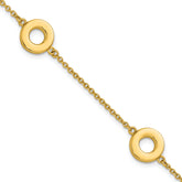 14K Polished Circle Station with .5in Ext. Bracelet