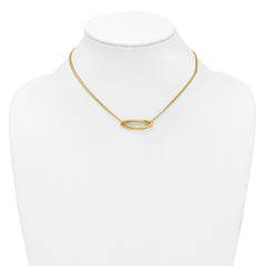 14K Polished and Brushed 2-Strand Fancy Oval w/2in Ext. Necklace